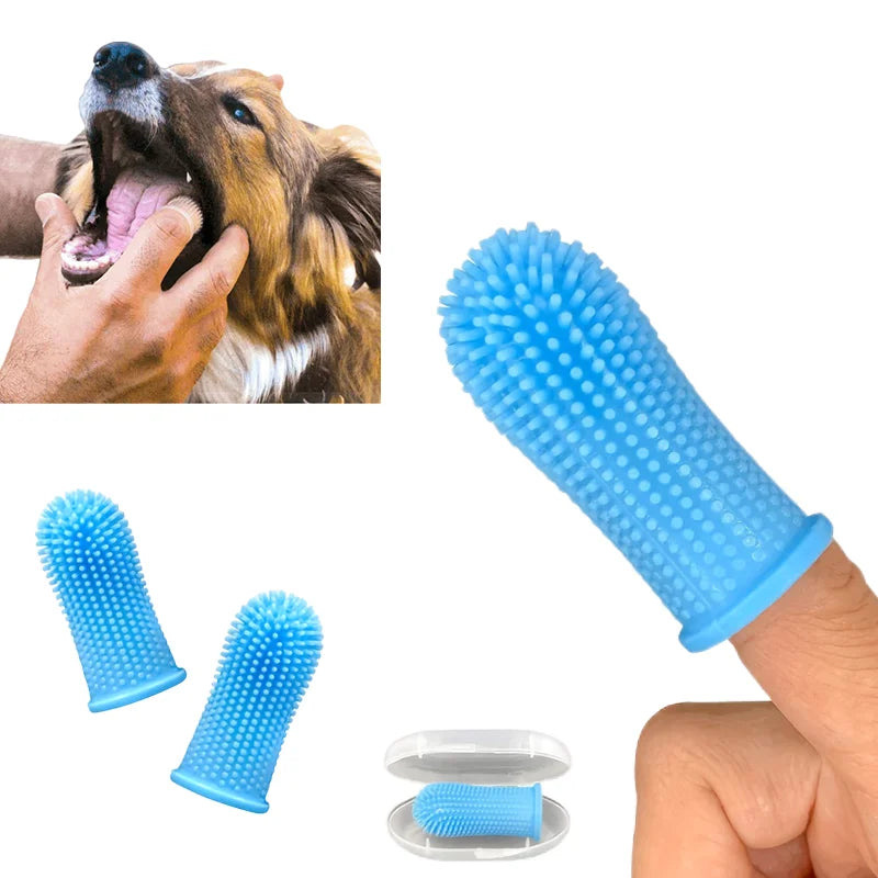 Soft Dog Toothbrushes Silica Gel Pet Finger Toothbrush Teeth Cleaning Bad Breath Care Nontoxic Silicone Tooth Brush Tool